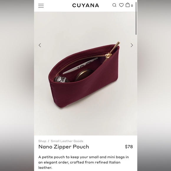 Cuyana Nano Zipper Pouch in Cherry NWT - Picture 9 of 12